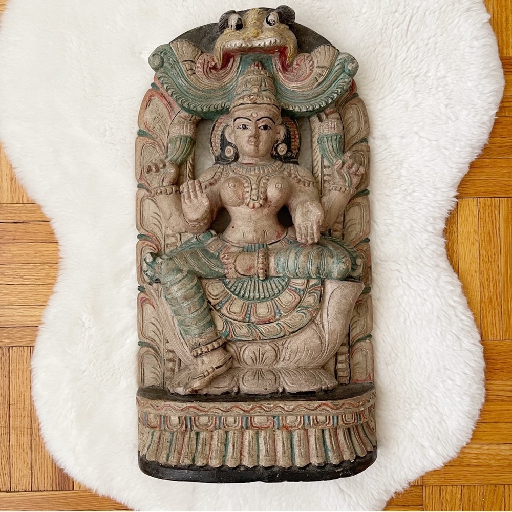 EXOTIC HINDU GODDESS WOOD SCULPTURE